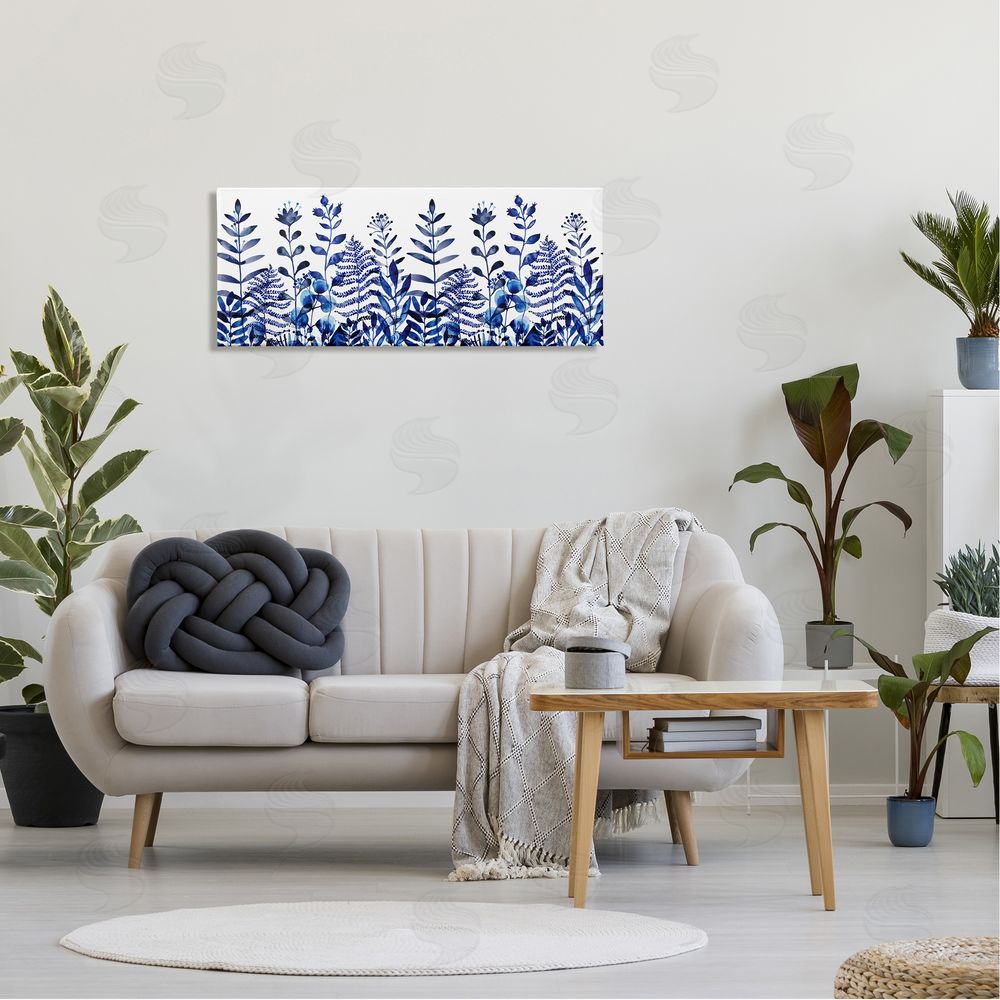 Maria Over Blue Sprouting Botanical Herbs Canvas Wall Art in Room