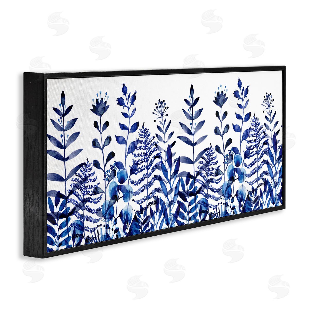 Maria Over Blue Sprouting Botanical Herbs Black Framed Glicee Wall Art Print