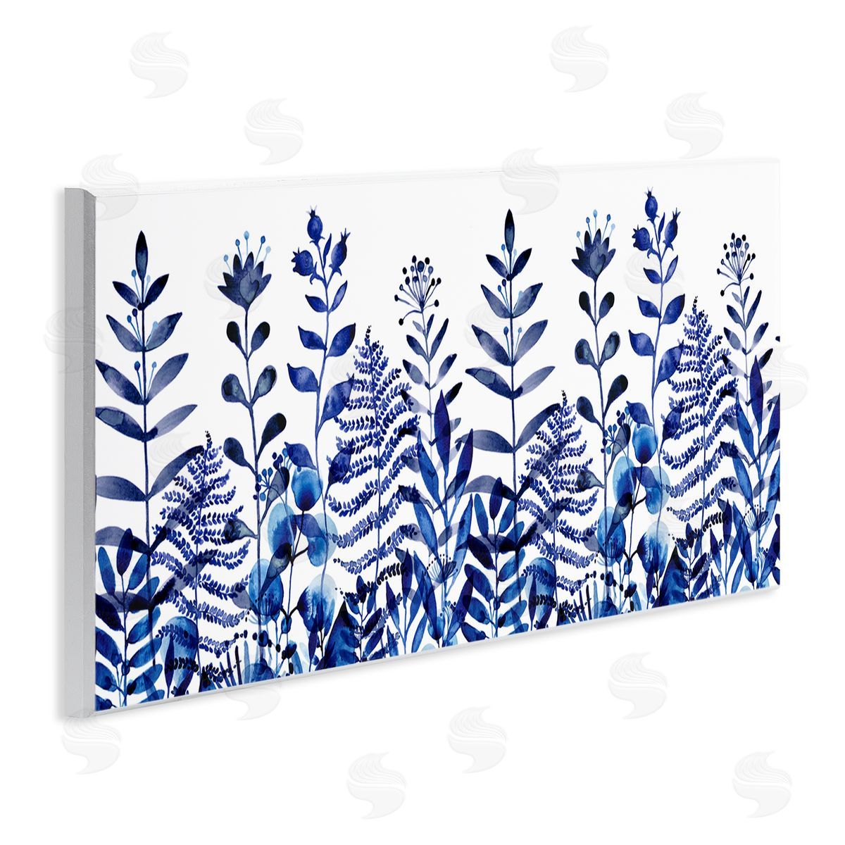 Maria Over Blue Sprouting Botanical Herbs Wooden Wall Plaque Art Print