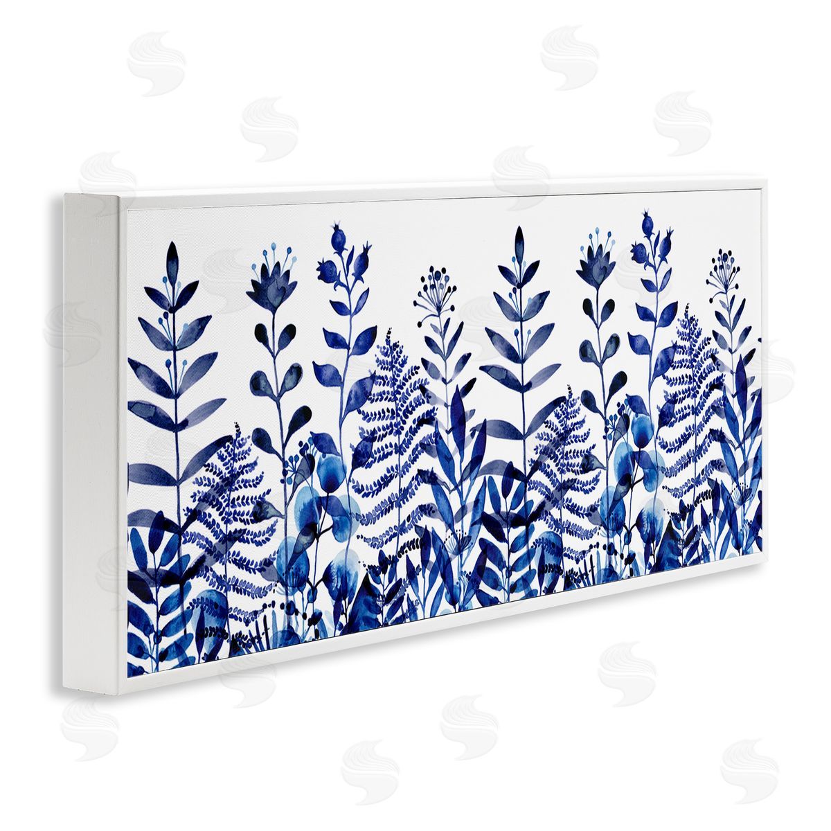 Maria Over Blue Sprouting Botanical Herbs White Framed Glicee Wall Art Print