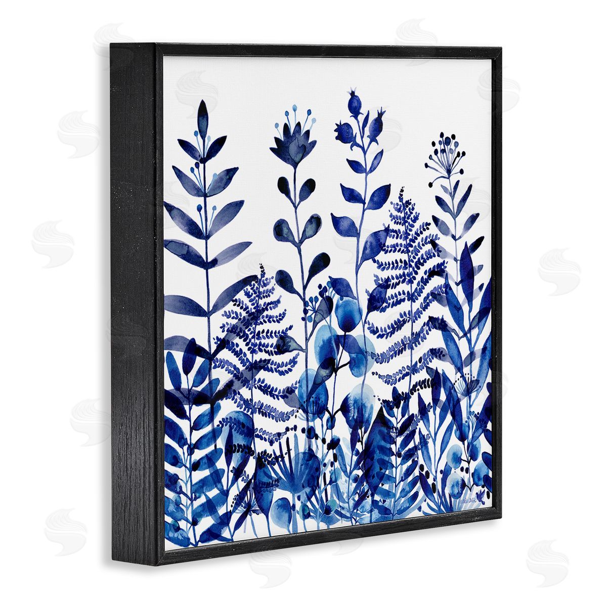 Maria Over Blue Fern Sprouts Nature Plants Black Framed Glicee Wall Art Print