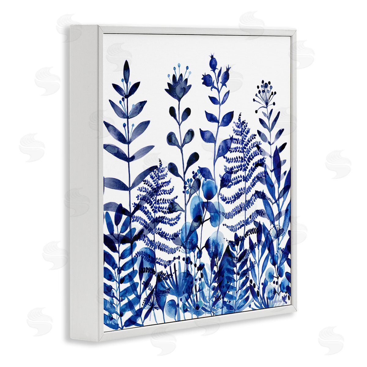 Maria Over Blue Fern Sprouts Nature Plants White Framed Glicee Wall Art Print
