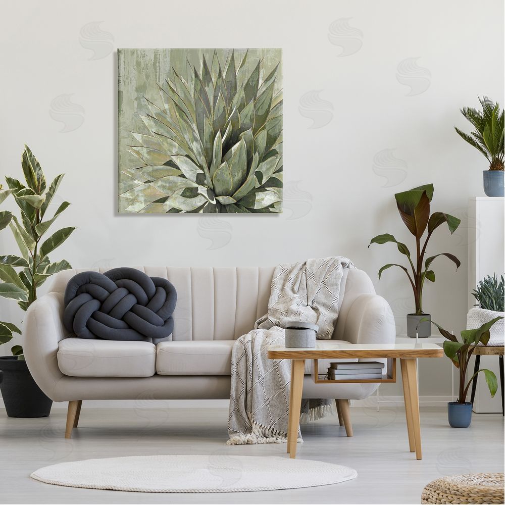 Lindsay Benson Green Botanical Abstract Leaves Canvas Wall Art in Room