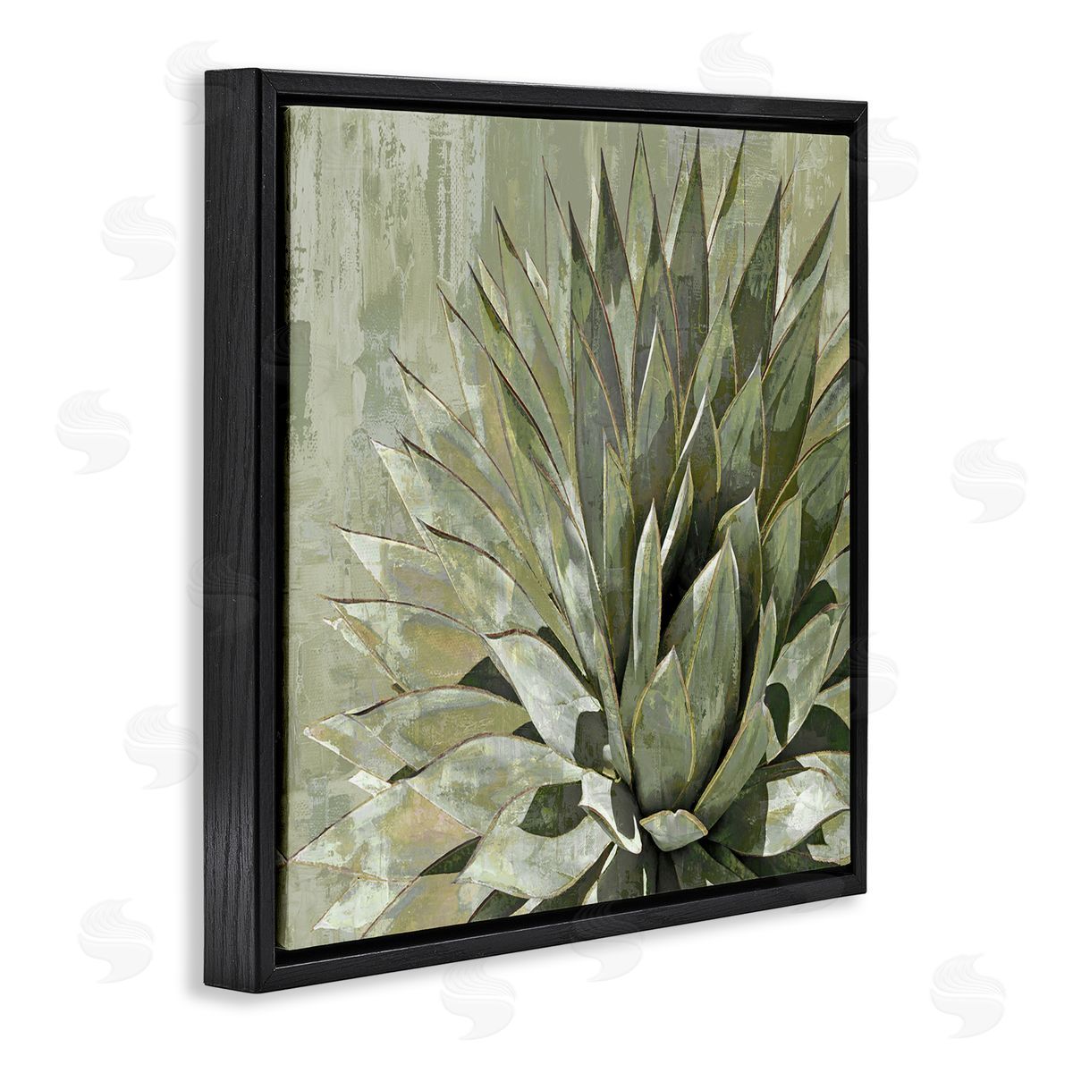 Lindsay Benson Green Botanical Abstract Leaves Black Floating Frame Canvas Wall Art Print