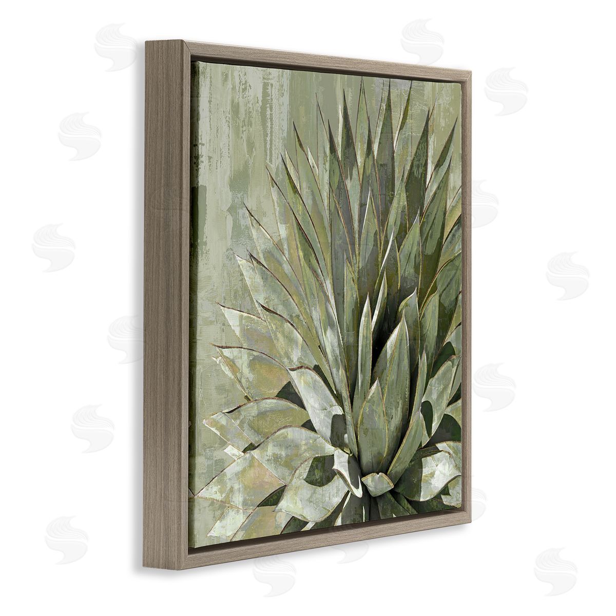 Lindsay Benson Green Botanical Abstract Leaves Brown Floating Frame Canvas Wall Art Print