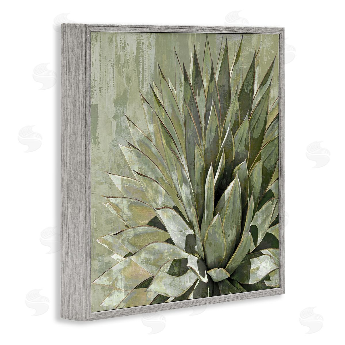 Lindsay Benson Green Botanical Abstract Leaves Gray Framed Glicee Wall Art Print