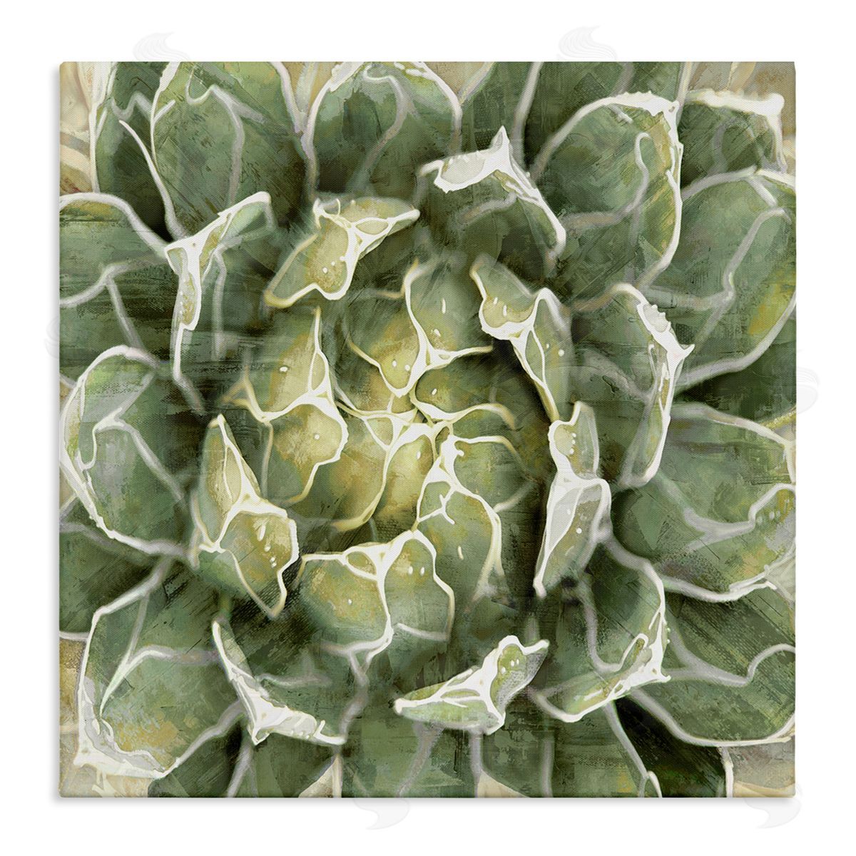 Lindsay Benson Green Botanical Plant Leaves Stretched Canvas Wall Art Print