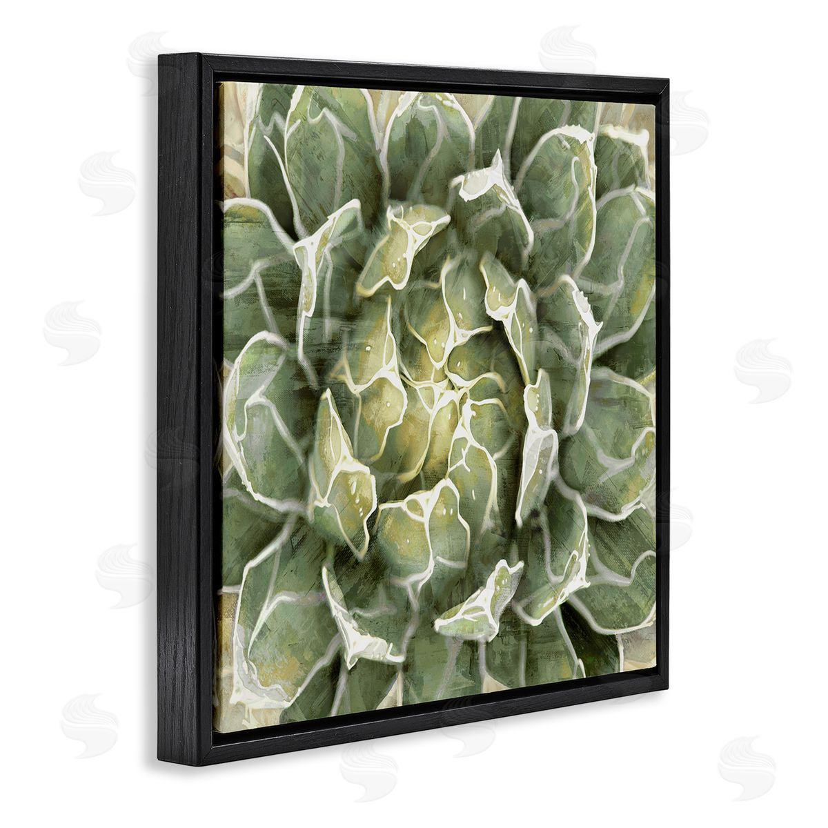 Lindsay Benson Green Botanical Plant Leaves Black Floating Frame Canvas Wall Art Print
