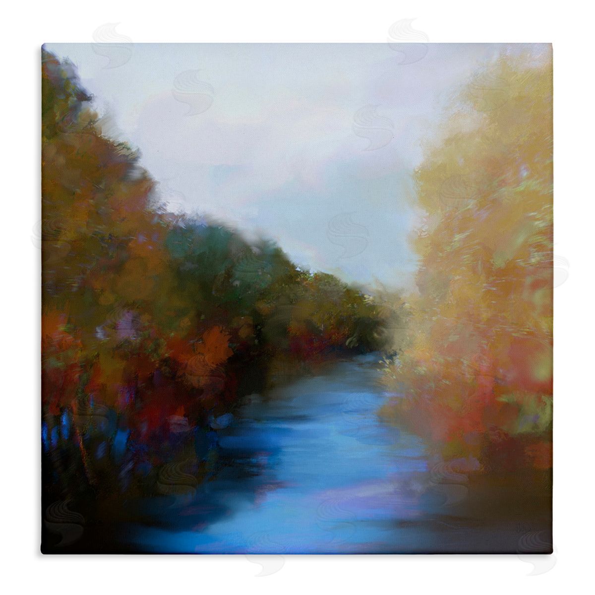 Lisa Ridgers Flowing River Nature Trees Foliage Stretched Canvas Wall Art Print