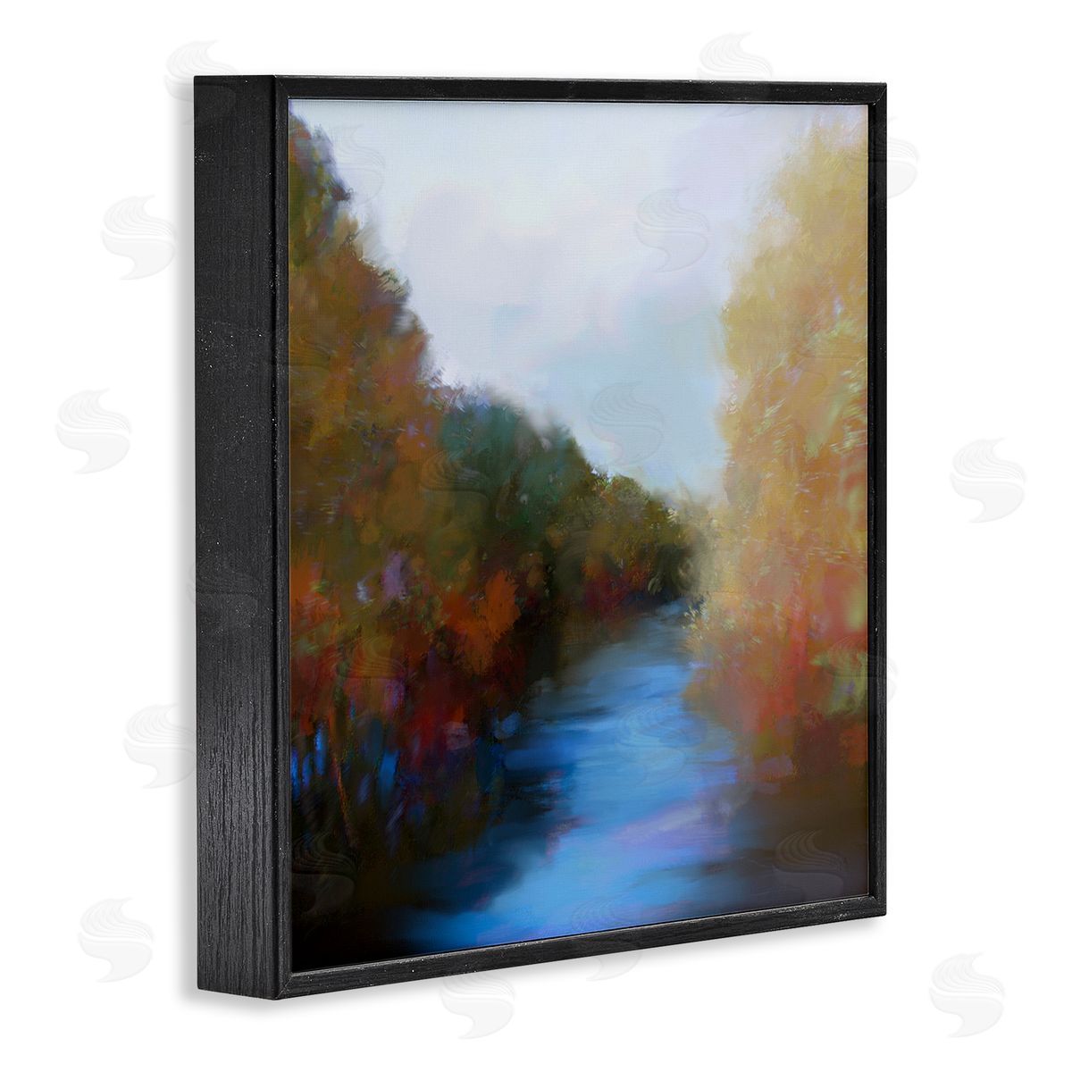 Lisa Ridgers Flowing River Nature Trees Foliage Black Framed Glicee Wall Art Print