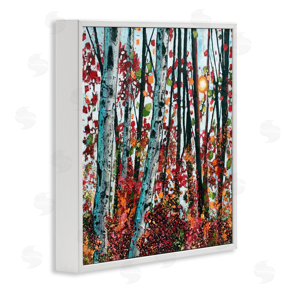Jen Seeley Modern Bold Woodland Birch Trees White Framed Glicee Wall Art Print