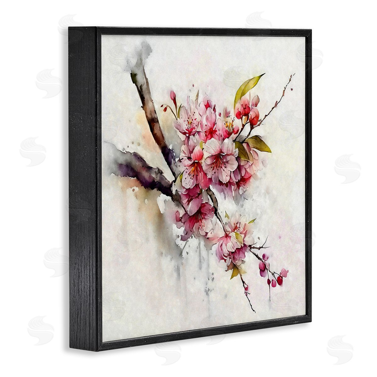 Ziwei Li Delicate Spring Cherry Blossoms Black Framed Glicee Wall Art Print