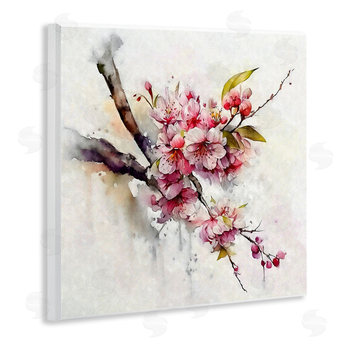 Ziwei Li Delicate Spring Cherry Blossoms Wooden Wall Plaque Art Print