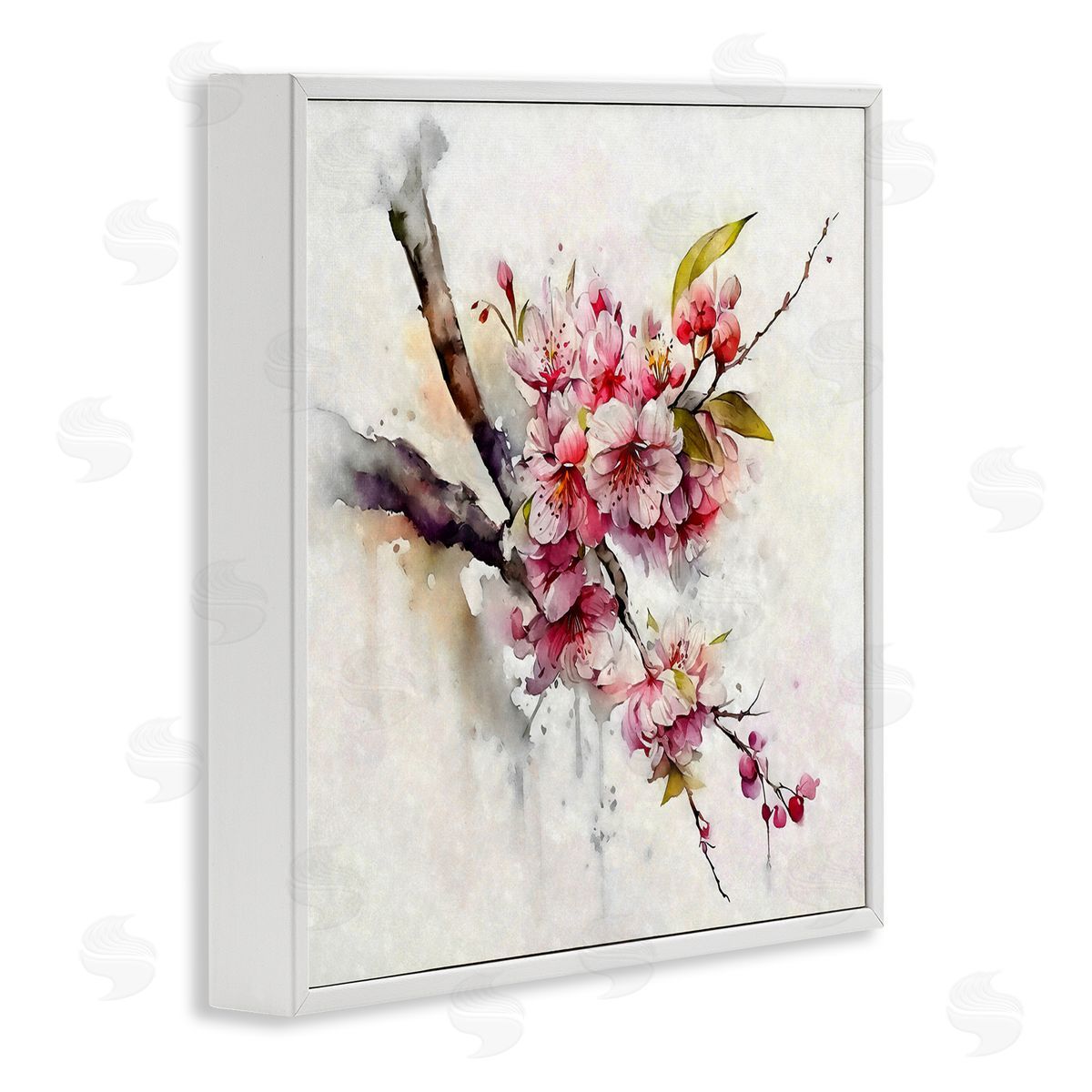 Ziwei Li Delicate Spring Cherry Blossoms White Framed Glicee Wall Art Print