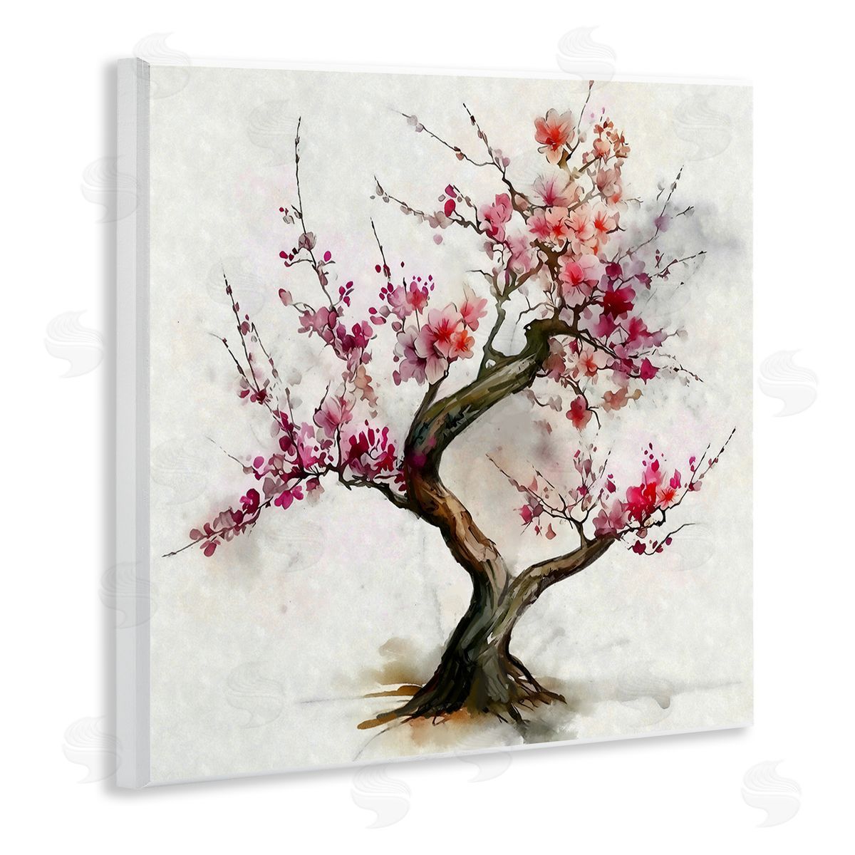 Ziwei Li Cherry Blossom Bonsai Tree Wooden Wall Plaque Art Print