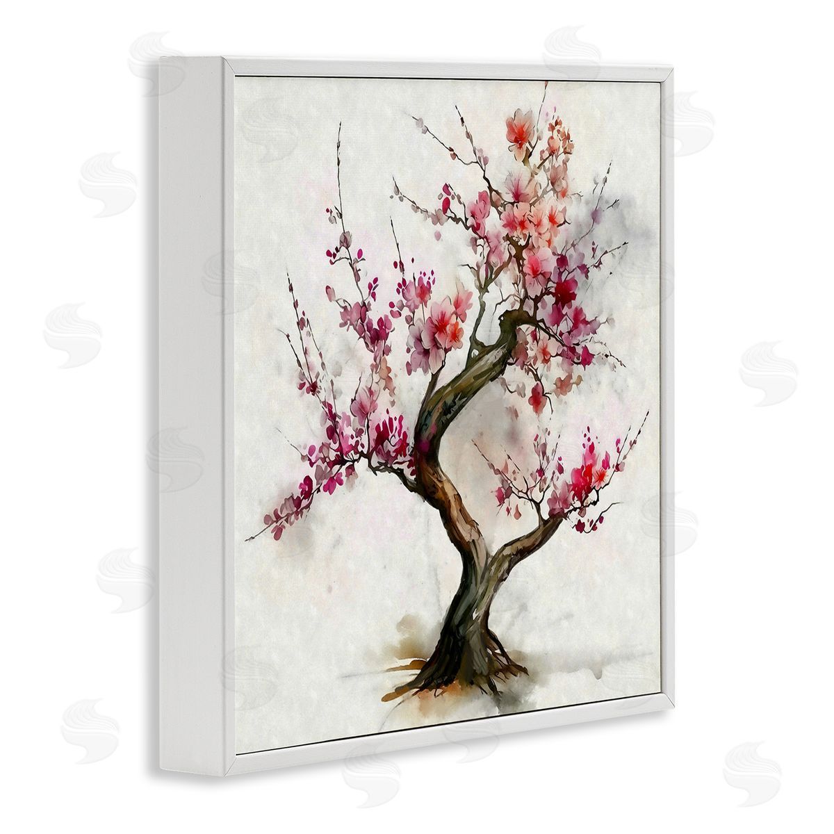 Ziwei Li Cherry Blossom Bonsai Tree White Framed Glicee Wall Art Print