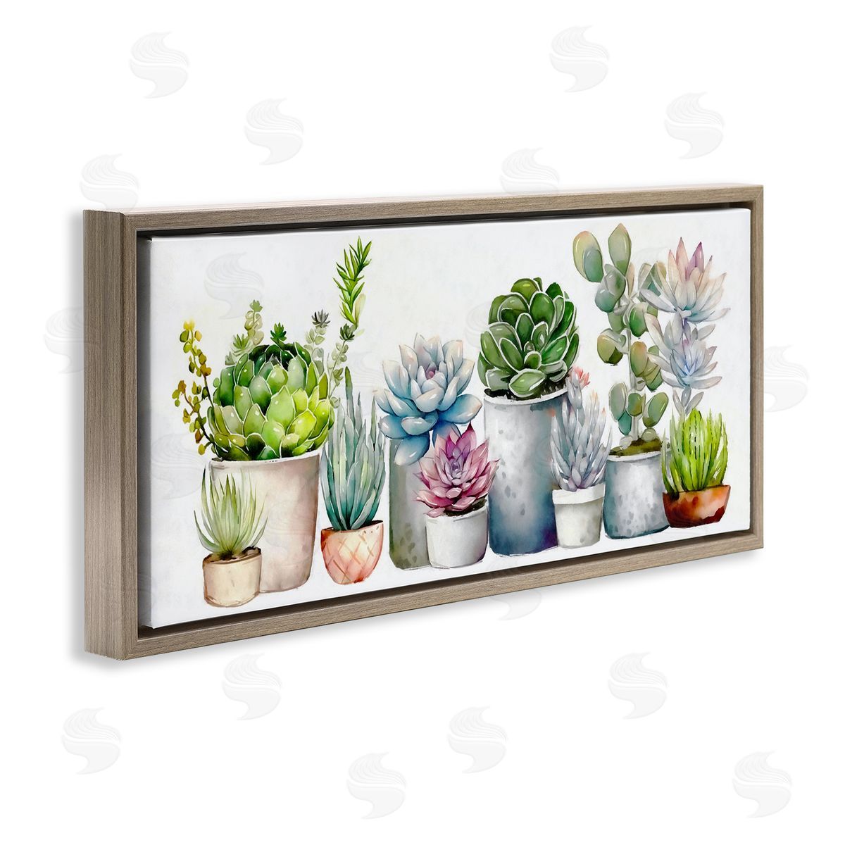 Ziwei Li Varied Succulent Garden Soft Hues Brown Floating Frame Canvas Wall Art Print