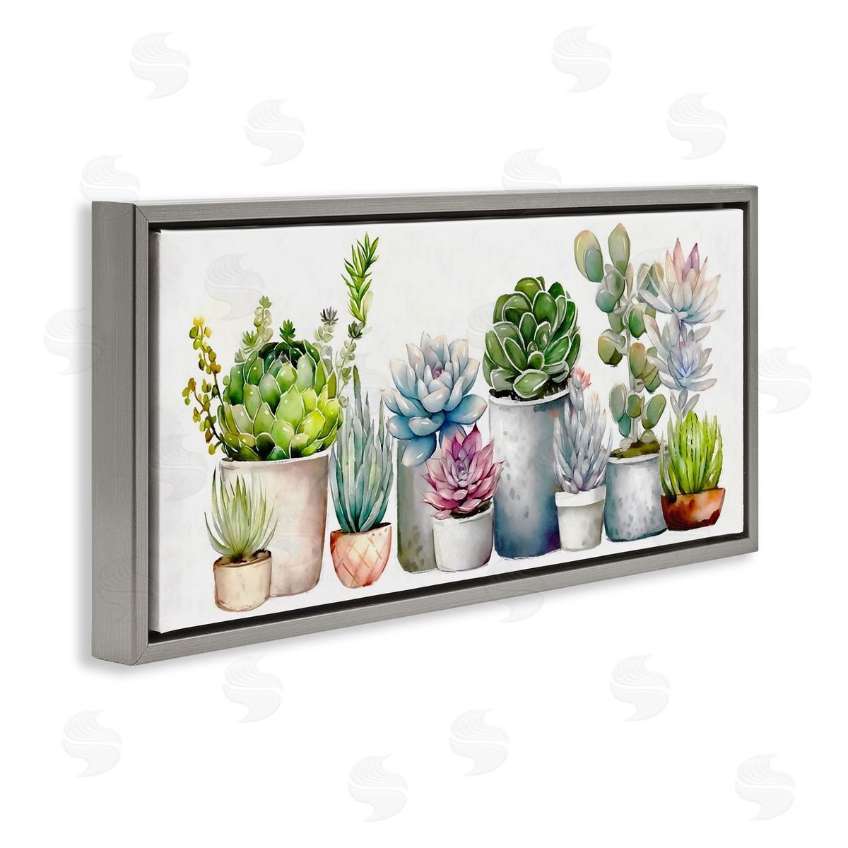 Ziwei Li Varied Succulent Garden Soft Hues Gray Floating Frame Canvas Wall Art Print