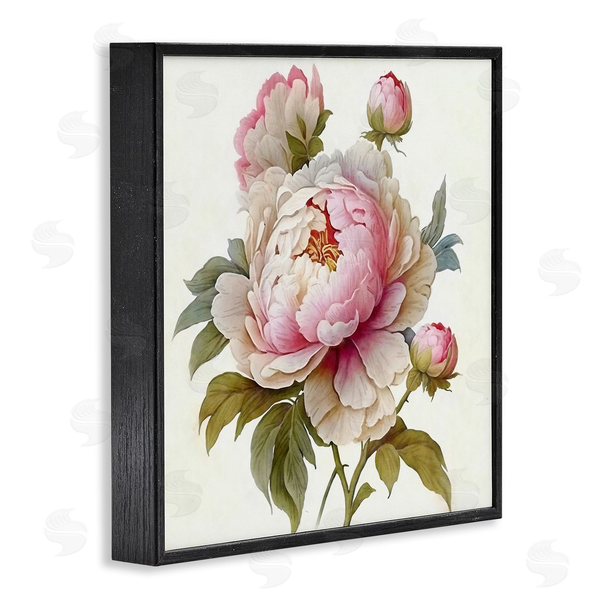 Ziwei Li Detailed Pink Peony Flower Buds Black Framed Glicee Wall Art Print