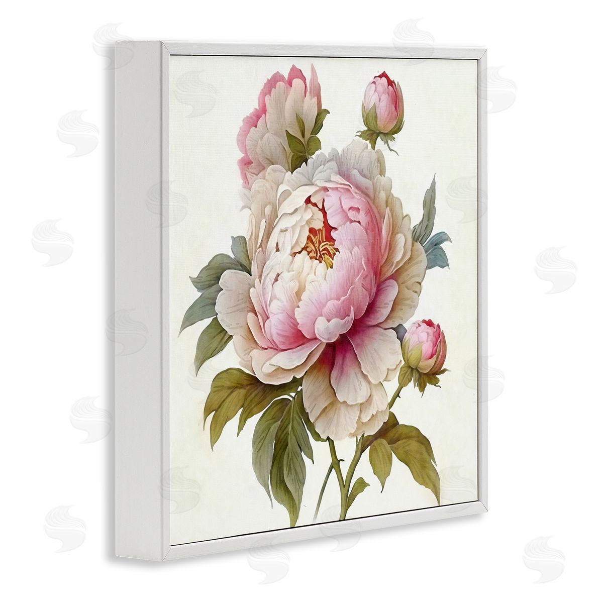 Ziwei Li Detailed Pink Peony Flower Buds White Framed Glicee Wall Art Print
