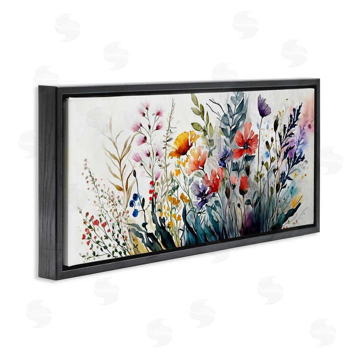 Bold Floral Hues Blooming Nature Black Floating Frame Canvas Wall Art, Home Decor by Ziwei Li