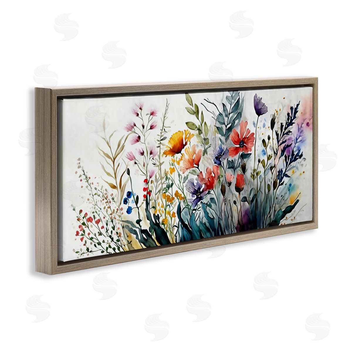 Bold Floral Hues Blooming Nature Brown Floating Frame Canvas Wall Art, Home Decor by Ziwei Li