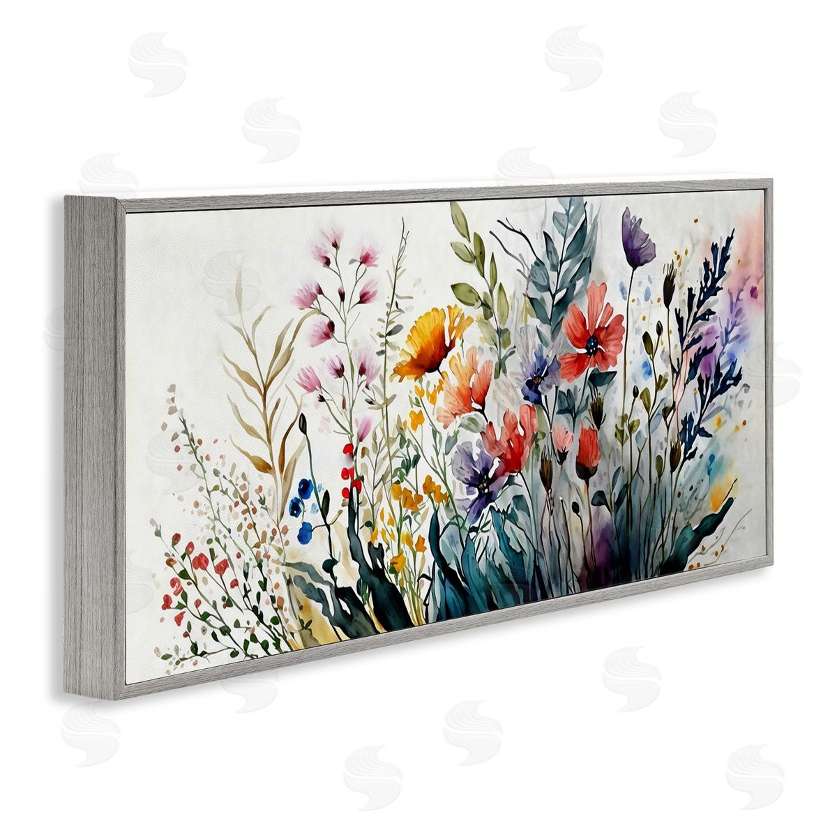 Bold Floral Hues Blooming Nature Grey Frame Print Wall Art, Home Decor by Ziwei Li