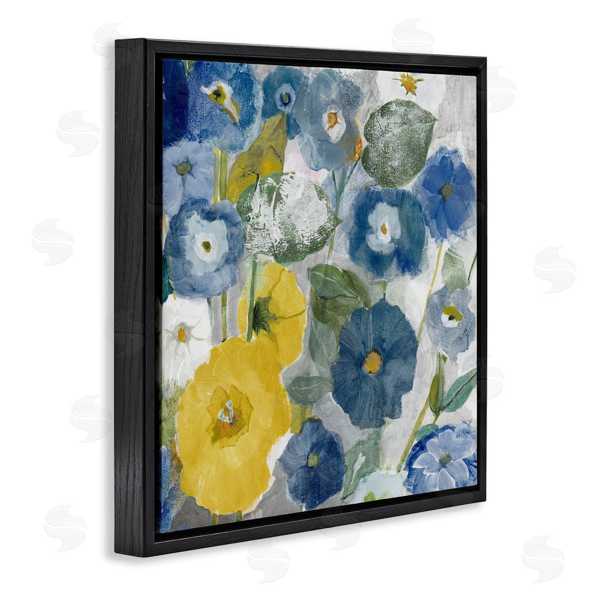 Jill Martin Abstract Poppy Flowers Pattern Black Floating Frame Canvas Wall Art Print