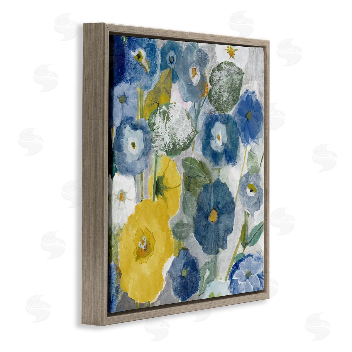 Jill Martin Abstract Poppy Flowers Pattern Brown Floating Frame Canvas Wall Art Print