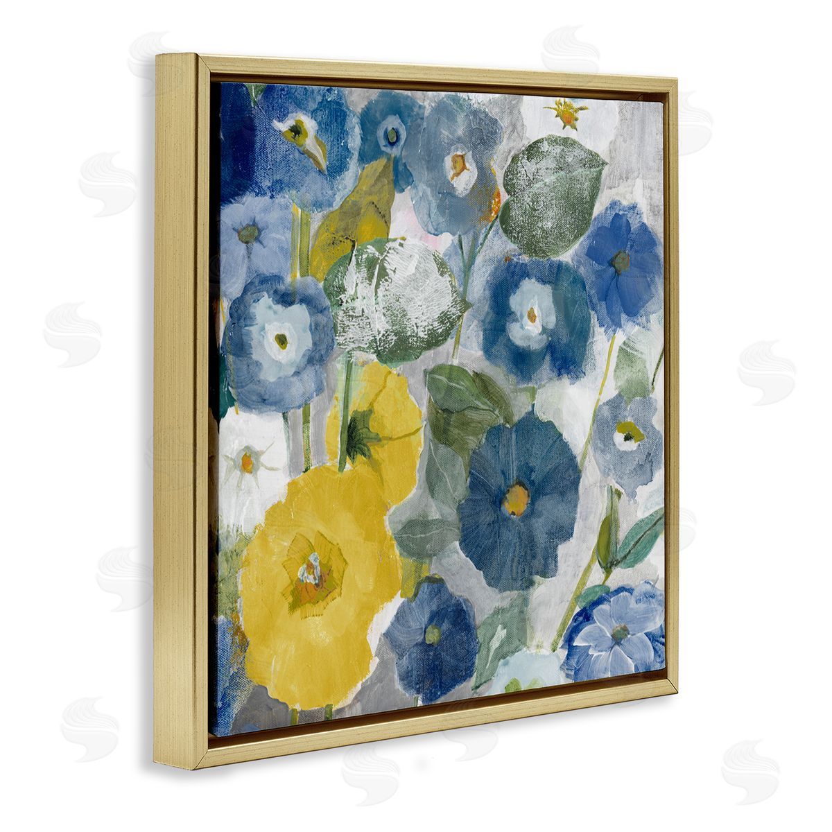 Jill Martin Abstract Poppy Flowers Pattern Gold Floating Frame Canvas Wall Art Print