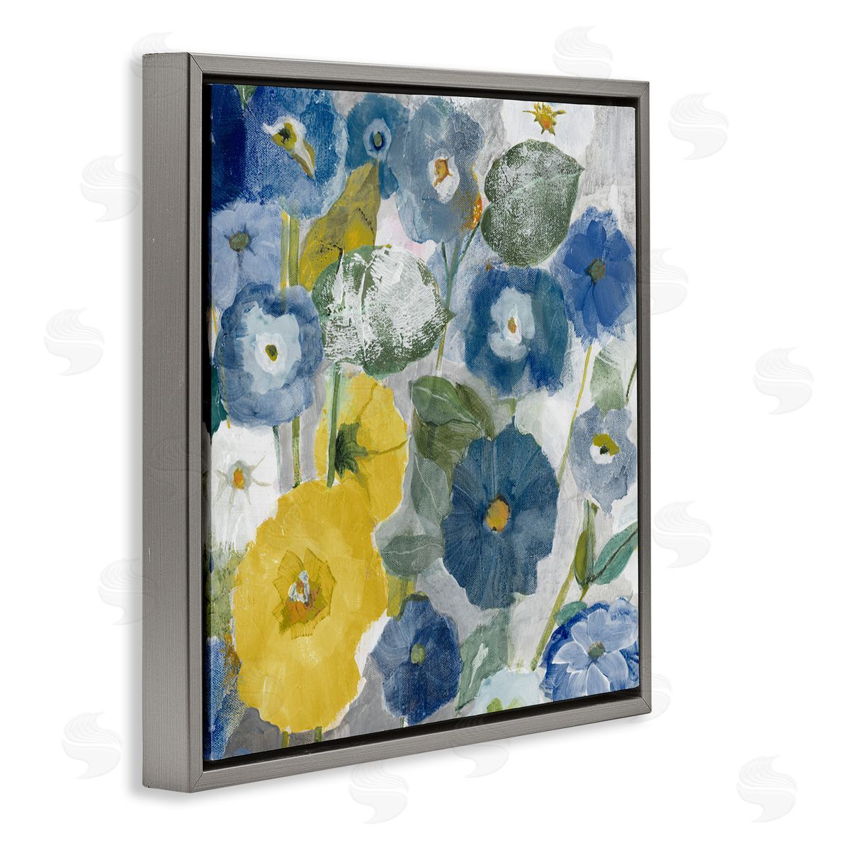 Jill Martin Abstract Poppy Flowers Pattern Gray Floating Frame Canvas Wall Art Print