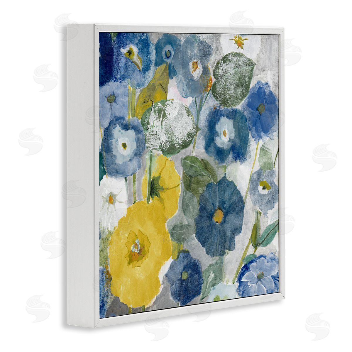 Jill Martin Abstract Poppy Flowers Pattern White Framed Glicee Wall Art Print