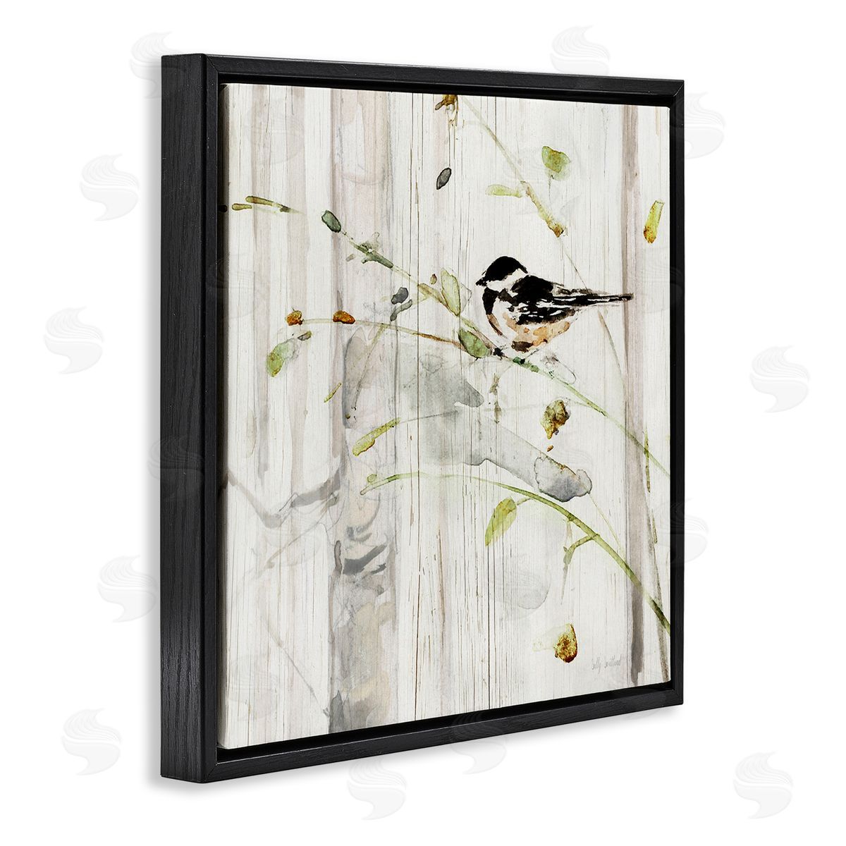 Sally Swatland Cottage Bird Botanical Nature Black Floating Frame Canvas Wall Art Print