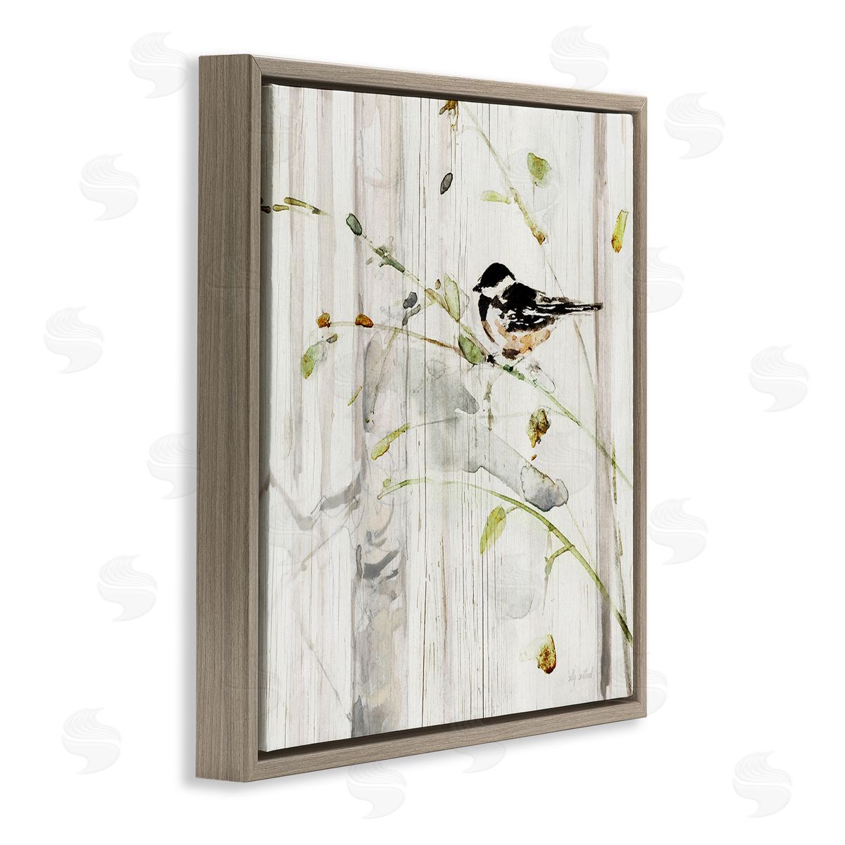 Sally Swatland Cottage Bird Botanical Nature Brown Floating Frame Canvas Wall Art Print