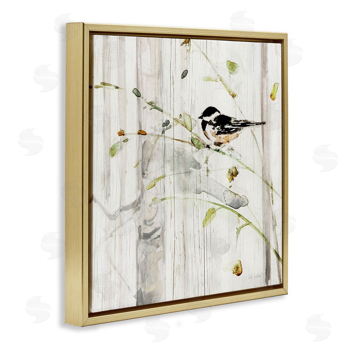 Sally Swatland Cottage Bird Botanical Nature Gold Floating Frame Canvas Wall Art Print