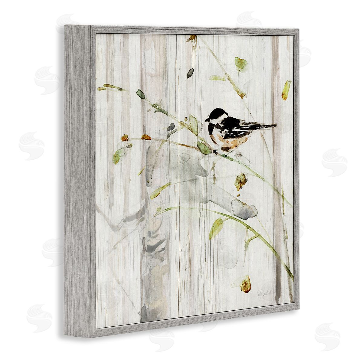 Sally Swatland Cottage Bird Botanical Nature Gray Framed Glicee Wall Art Print