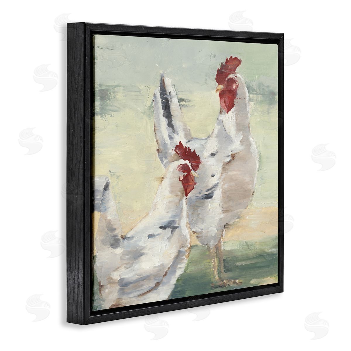 Ethan Harper Country Hens Farmhouse Portrait Black Floating Frame Canvas Wall Art Print