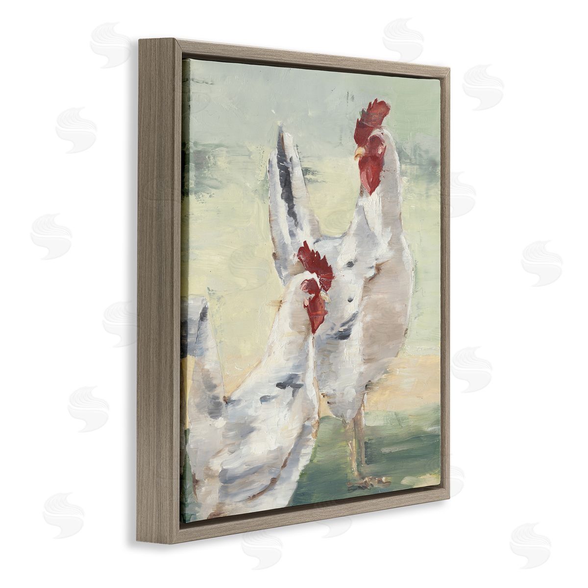 Ethan Harper Country Hens Farmhouse Portrait Brown Floating Frame Canvas Wall Art Print