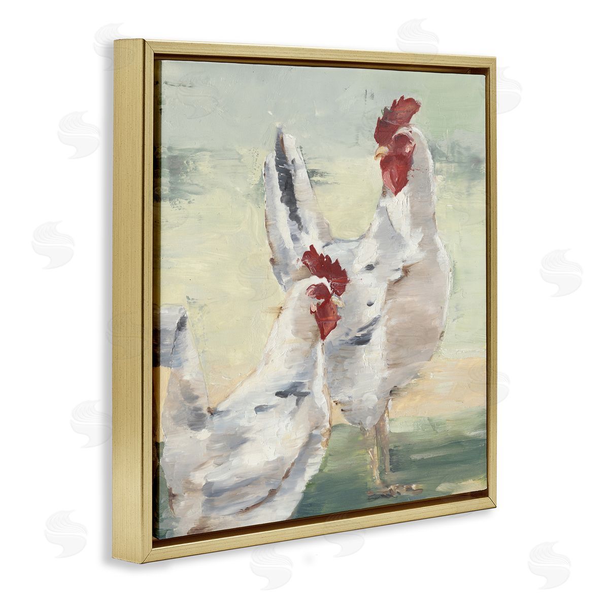 Ethan Harper Country Hens Farmhouse Portrait Gold Floating Frame Canvas Wall Art Print