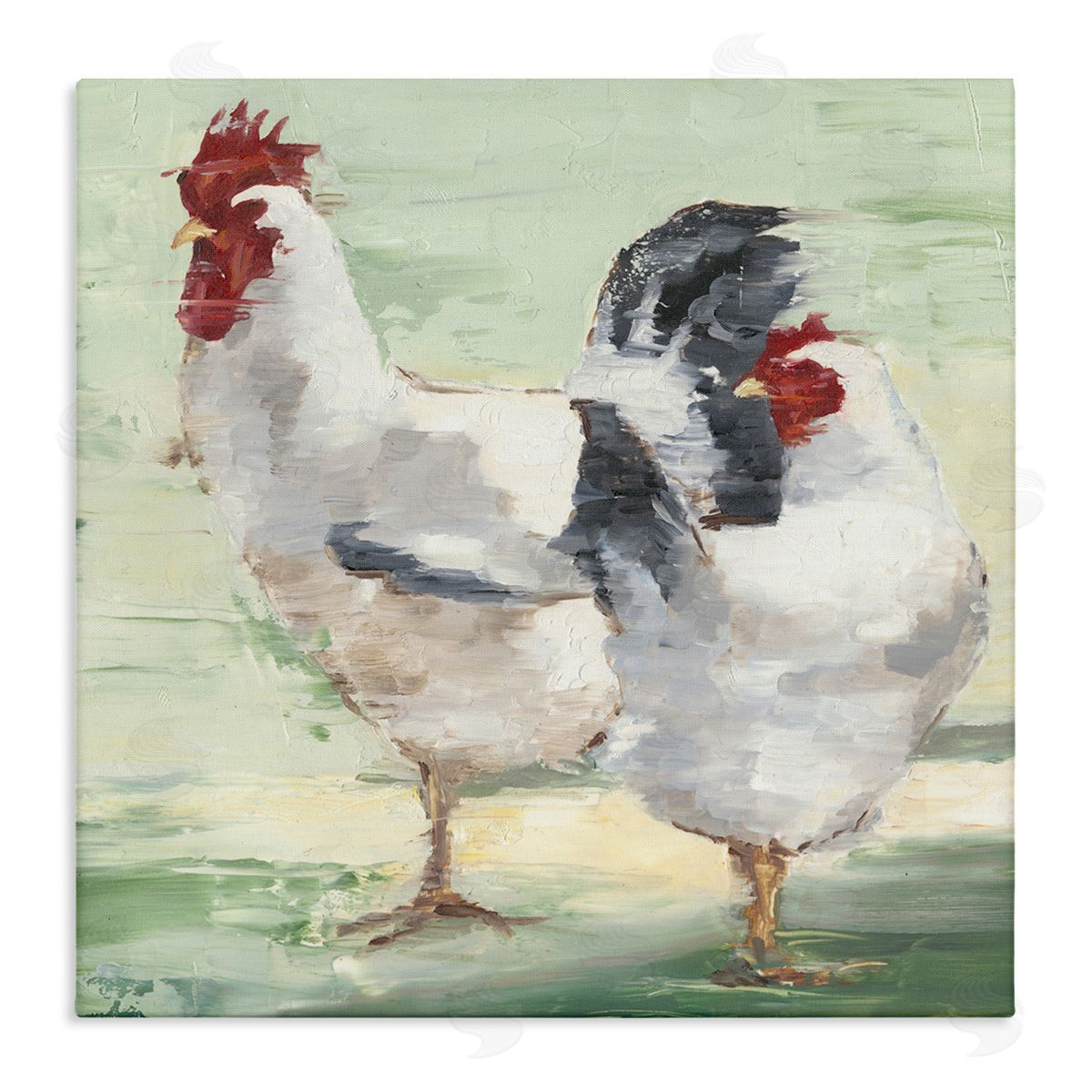 Farmhouse Chickens Hens Painting Canvas Wall Art, Home Decor by Ethan Harper