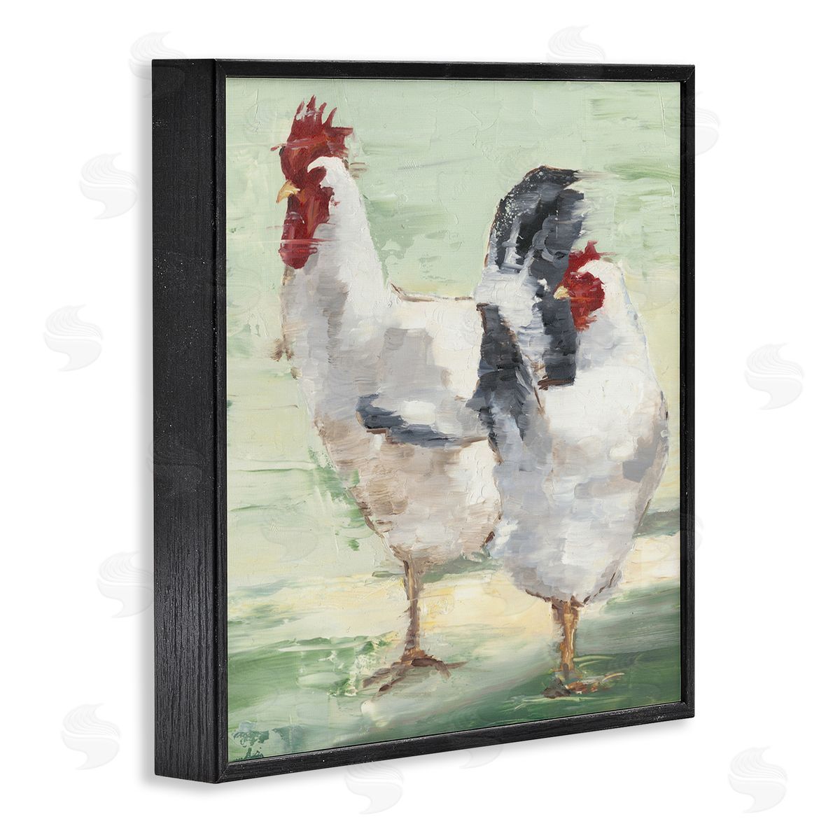 Farmhouse Chickens Hens Painting Black Frame Print Wall Art, Home Decor by Ethan Harper