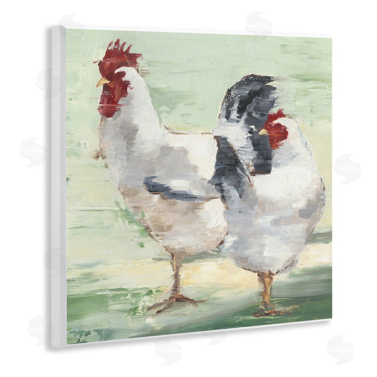 Farmhouse Chickens Hens Painting Wood Plaque Wall Art, Home Decor by Ethan Harper