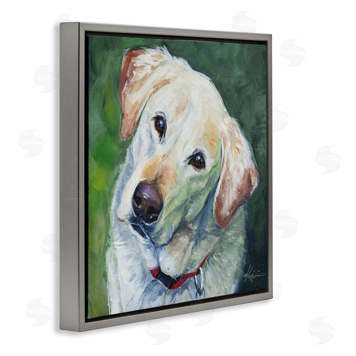 Lindsay Kivi Fine Art Labrador Dog Pet Portrait Gray Floating Frame Canvas Wall Art Print