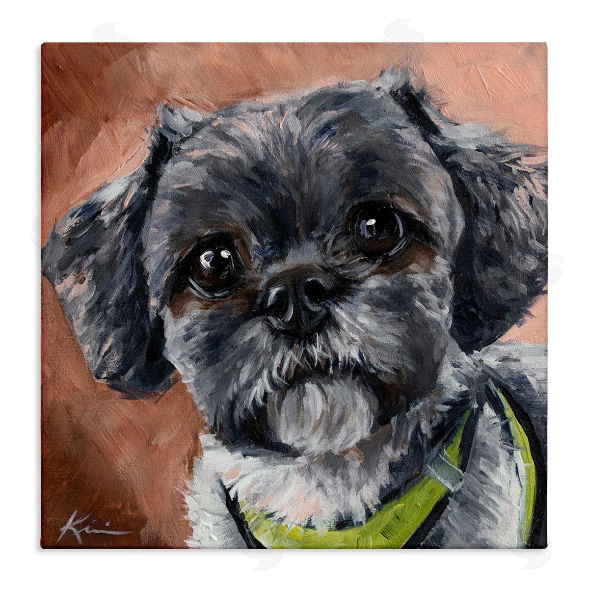 Black Shih Tzu Dog Portrait Canvas Wall Art, Home Decor by Lindsay Kivi Fine Art