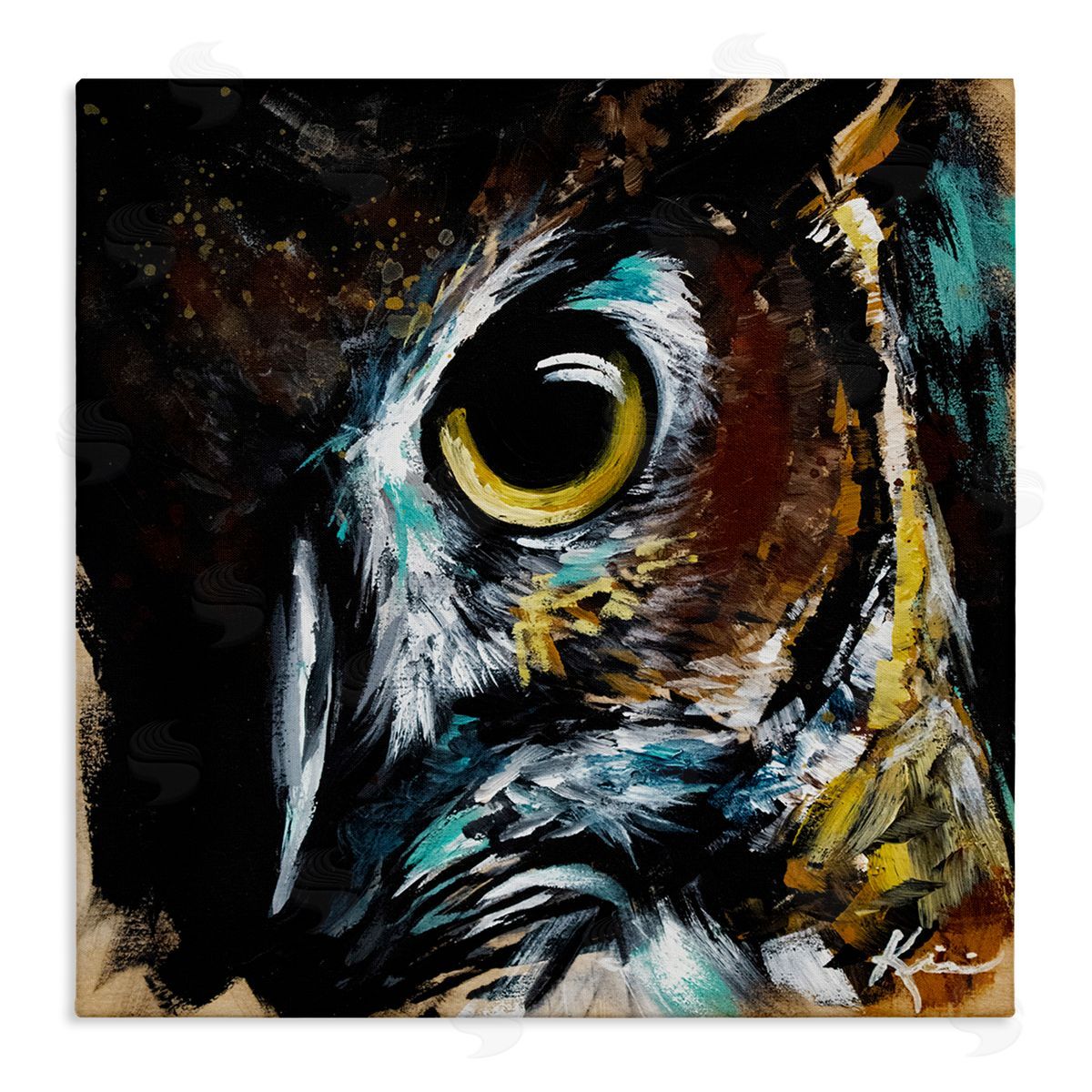 Lindsay Kivi Fine Art Intense Owl Eye Portrait Wildlife Stretched Canvas Wall Art Print