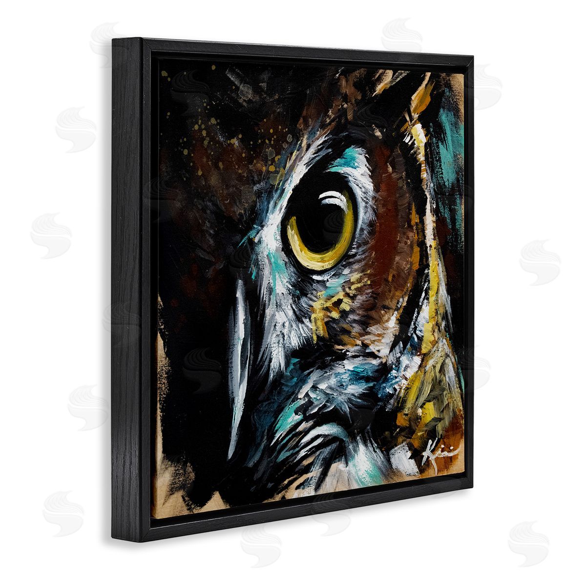 Lindsay Kivi Fine Art Intense Owl Eye Portrait Wildlife Black Floating Frame Canvas Wall Art Print