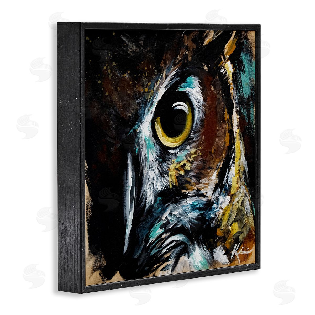 Lindsay Kivi Fine Art Intense Owl Eye Portrait Wildlife Black Framed Glicee Wall Art Print