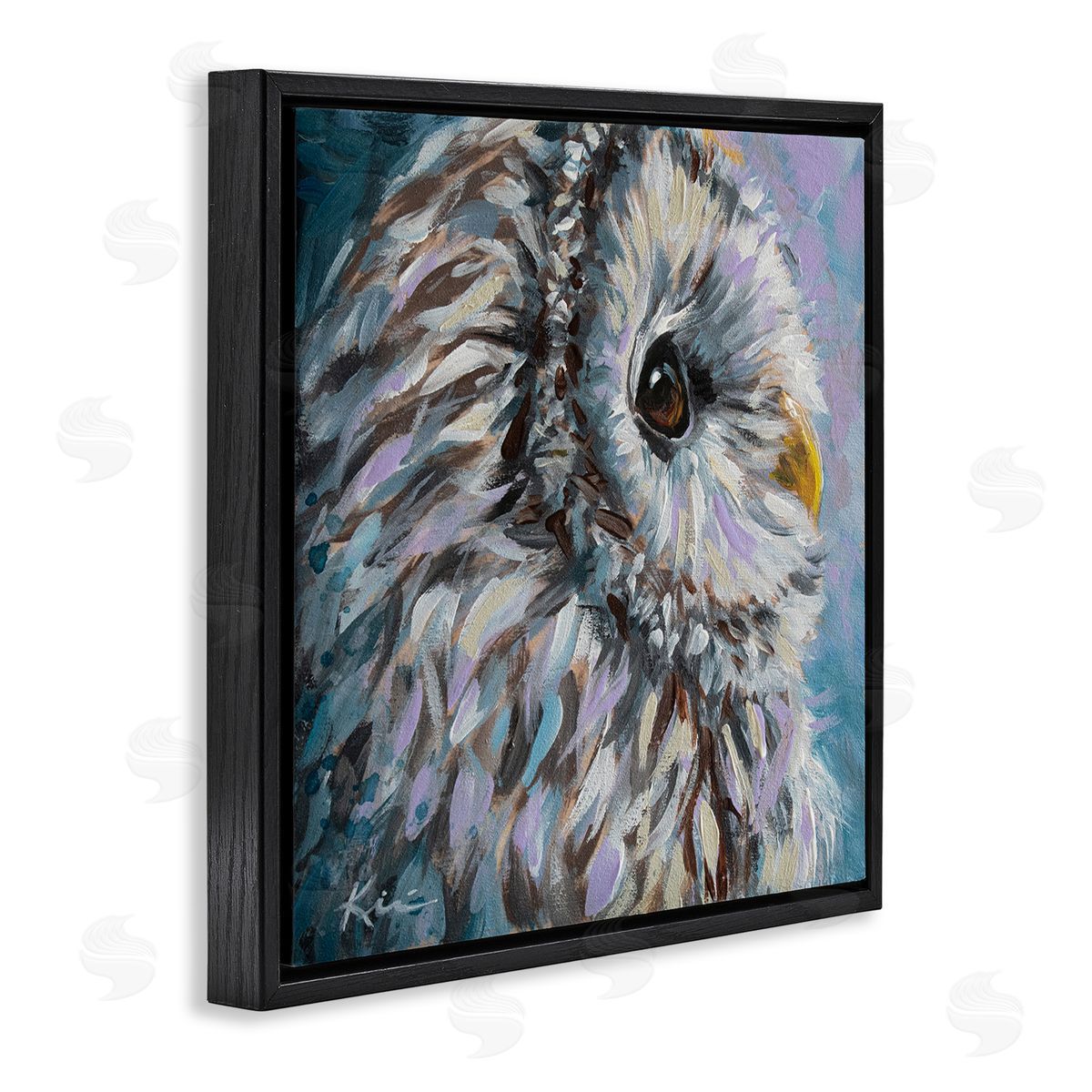 Lindsay Kivi Fine Art Barn Owl Pastel Hues Painting Black Floating Frame Canvas Wall Art Print