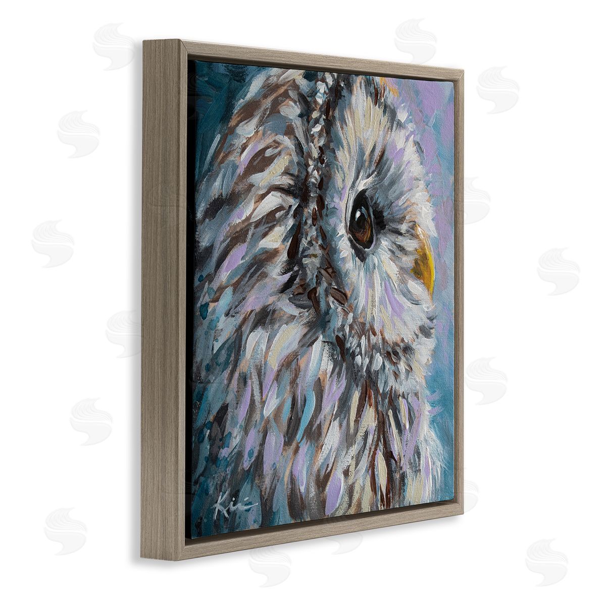 Lindsay Kivi Fine Art Barn Owl Pastel Hues Painting Brown Floating Frame Canvas Wall Art Print