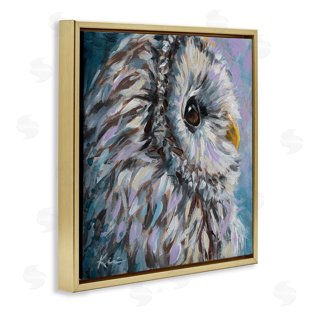 Lindsay Kivi Fine Art Barn Owl Pastel Hues Painting Gold Floating Frame Canvas Wall Art Print